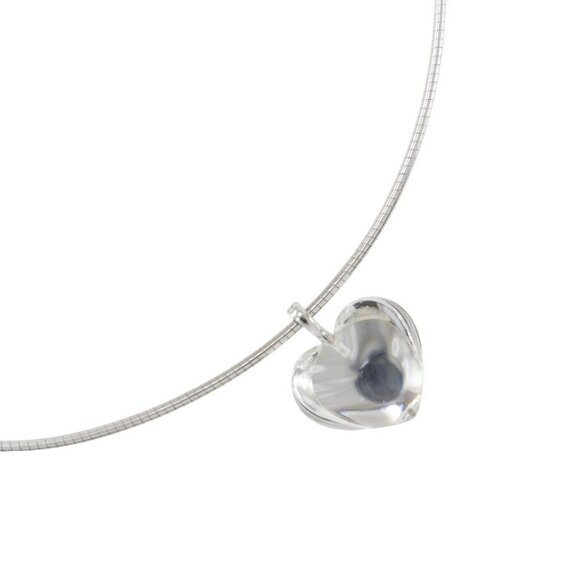Baccarat heart Necklace choker clear Silver925/crystal heart 8.8g Women - Picture 1 of 7